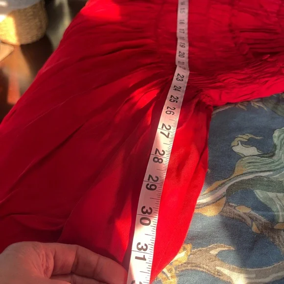 J Crew Red Ruched Maxi Midi Dress Sz Small Spring Wedding Vacation Cruise Beach - Picture 12 of 14